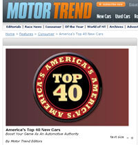 Read Motor Trends' Article - Top 40 New Cars