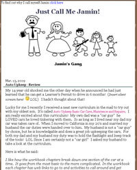 Jamin's Website Screen Capture of Jamin's Website