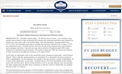 Press Release at WhiteHouse.gov