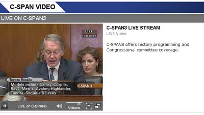 Toyota Congressional Hearing on C-SPAN